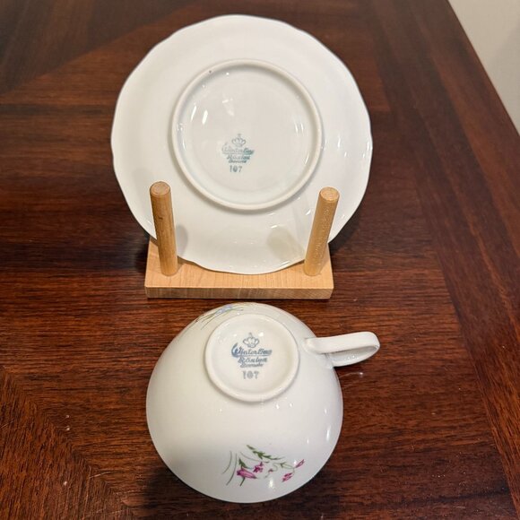 Winterling Roslau Bavaria Tea Cup and Saucer Set - Pink and Blue Flowers - Picture 4 of 5